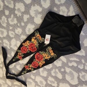 NWT Southbeach backless swimsuit with embroidered flowers. Size Medium.